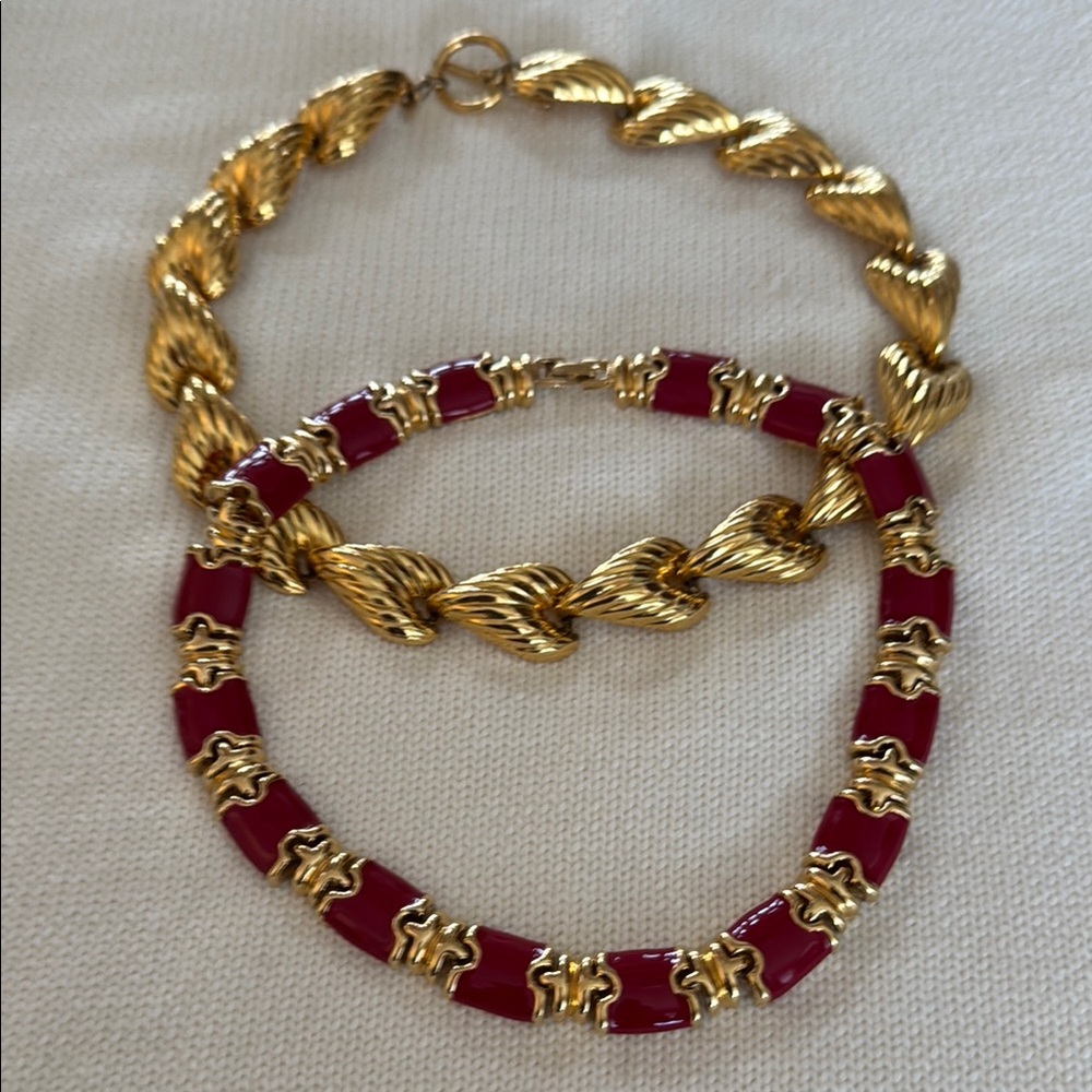 Set of 2 Fashion Chokers/Necklaces- one Anne Klein and one Monet. Like new!